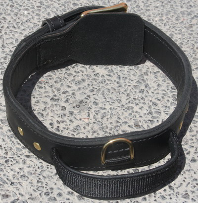 2 ply leather agitation dog collar with handle for dog training or for dog owners