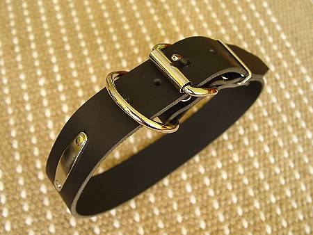 Custom Leather dog collar with id tag for NewFoundLand dog