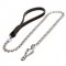 Chrome Plated Chain Newfoundland Leash with Leather Handle
