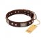 "Pirate Skull" FDT Artisan Brown Leather Newfoundland Collar with Old Silver Look Plates and Skulls