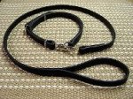 Police Leather Newfoundland Leash and Collar Combo