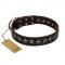 "Stars of Glory" FDT Artisan Brown Leather Newfoundland Collar for Comfortable Walking
