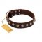 "Gape Buster" FDT Artisan Brown Leather Newfoundland Collar with One Row of Studs