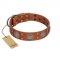 "Sun Rise Noon" FDT Artisan Tan Leather Newfoundland Collar with Unique Design