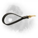 Short Pull Tab Leather Newfoundland Leash with Brass Snap Hook