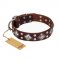 "King of Grace" FDT Artisan Stylish Leather Newfoundland Collar with Old Silver-Like Plated Decorations