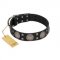 "Sun in Shining" Modern FDT Artisan Black Leather Newfoundland Collar with Studs and Stars