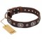 "Extra Pizzazz" FDT Artisan Adorned Brown Leather Newfoundland Collar