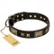 "Passion for Style and Beauty" FDT Artisan Decorated Black Leather Newfoundland Collar