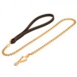 Chain Newfoundland Leash with Leather Handle