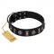 "Silver Spikes" Exclusive FDT Artisan Black Leather Newfoundland Collar