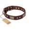 "Loving Owner" FDT Artisan Decorated Leather Newfoundland Collar with Plates and Studs