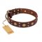 "Caprice of Fashion" FDT Artisan Brown Leather Newfoundland Collar with Round Decorations
