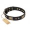 "Jewel Passion" FDT Artisan Fashionable Black Leather Newfoundland Collar