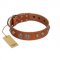"Era Infinitum" FDT Artisan Tan Leather Newfoundland Collar Adorned with Chrome-plated Circles