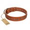 "Star Trek" FDT Artisan Tan Leather Newfoundland Collar Decorated with Stars