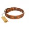 "Call of Feat" FDT Artisan Tan Leather Newfoundland Collar with Old Bronze-like Studs and Oval Brooches