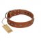 "Broadway" Handmade FDT Artisan Tan Leather Newfoundland Collar with Dotted Pyramids