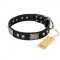 "Pirates Gold" FDT Artisan Black Leather Newfoundland Collar with Old Silver Look Plates and Skulls