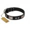 "Pitch Dark" FDT Artisan Black Leather Newfoundland Collar with Stars and Plates