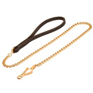 Chain Newfoundland Leash with Leather Handle