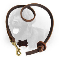 Short Pull Tab Leather Newfoundland Leash for Obedience Training