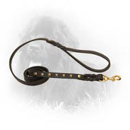 Leather Newfoundland Leash with Brass Studs