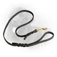 Braided Leather Newfoundland Leash for Daily Use