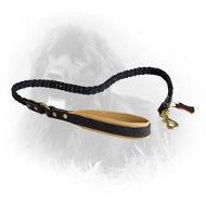 Stitched Leather Newfoundland Leash with Comfortable Handle