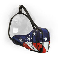 Leather Newfoundland Muzzle with American Flag Painting - Walking and Training