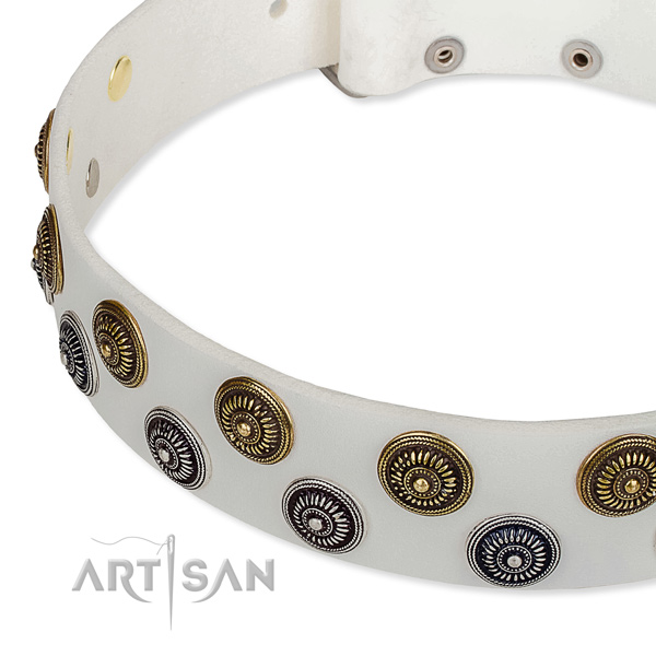 Genuine leather dog collar with extraordinary decorations