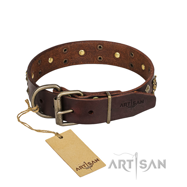 Leather dog collar with smoothed edges for convenient everyday outing