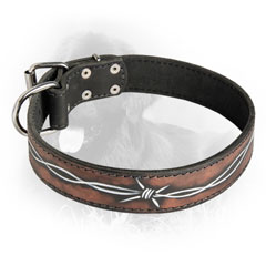 Barbed Wire Drawing Leather Collar