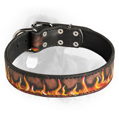 Unique Leather Collar with Flames