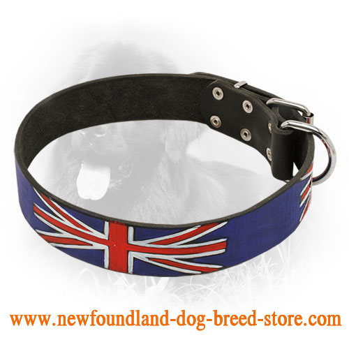 Patriotic Design Leather Newfoundland Collar with UK Flag Painting