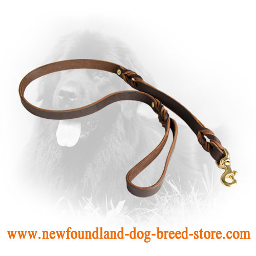Newfoundland Leather Leash With Additional Handle