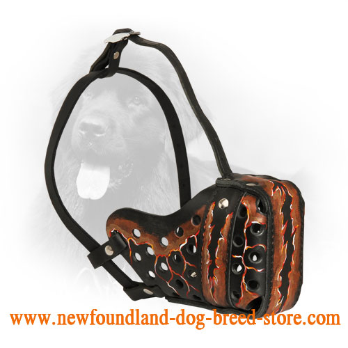 Magma Painted Leather Newfoundland Muzzle - Click Image to Close