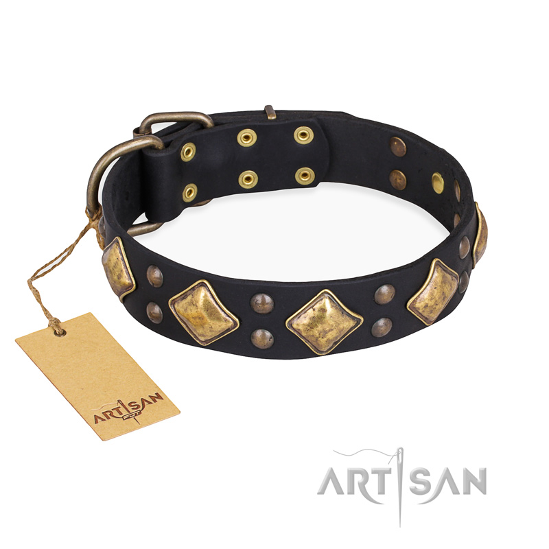 "Fancy-Schmancy" FDT Artisan Studded Leather Newfoundland Collar