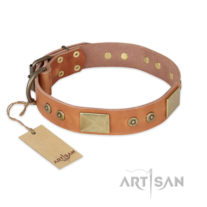 "The Middle Ages" FDT Artisan Handcrafted Tan Leather Newfoundland Collar