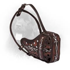 Extra Beautiful Handpainted Leather Dog Muzzle