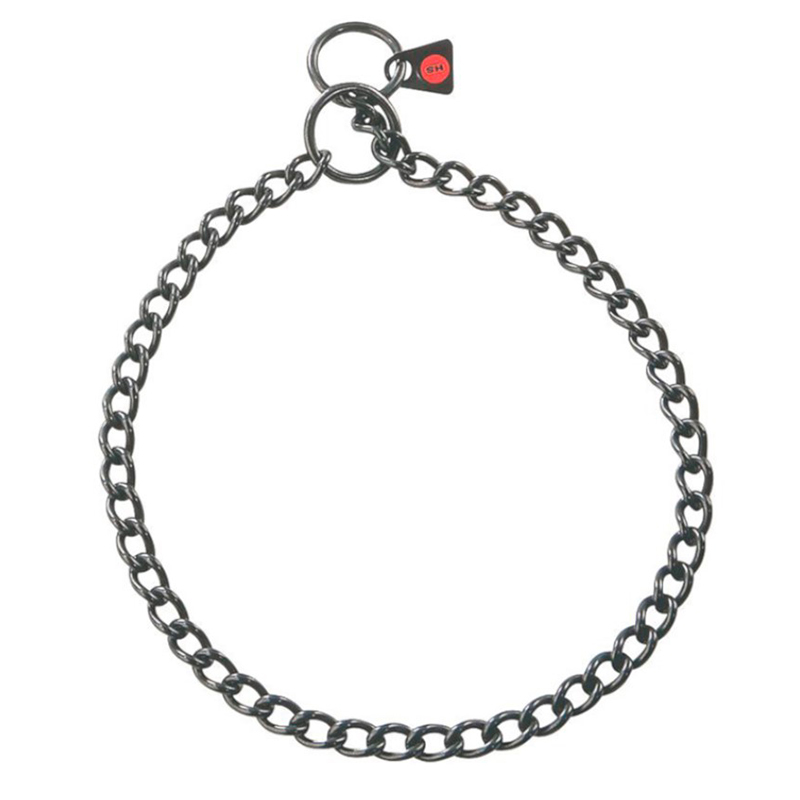 Black Stainless Steel Short Link Chain Collar with Round Chain - 2.5 mm - Click Image to Close