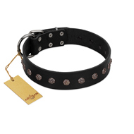 "Flower Rhapsody" FDT Artisan Premium Quaulity Black Leather Newfoundland Collar