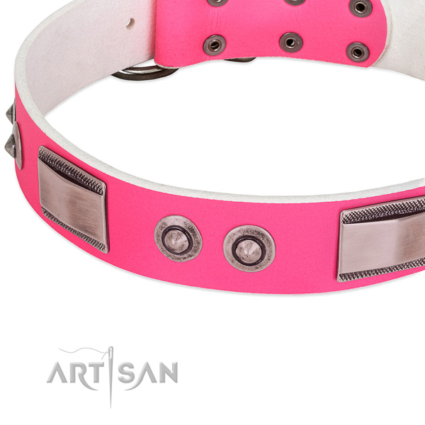 Easy wearing leather collar with studs for your canine