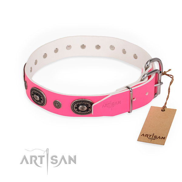 Easy wearing handmade dog collar with rust-proof buckle