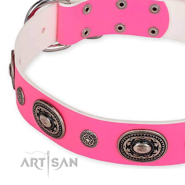 Flexible leather dog collar handcrafted for your lovely dog