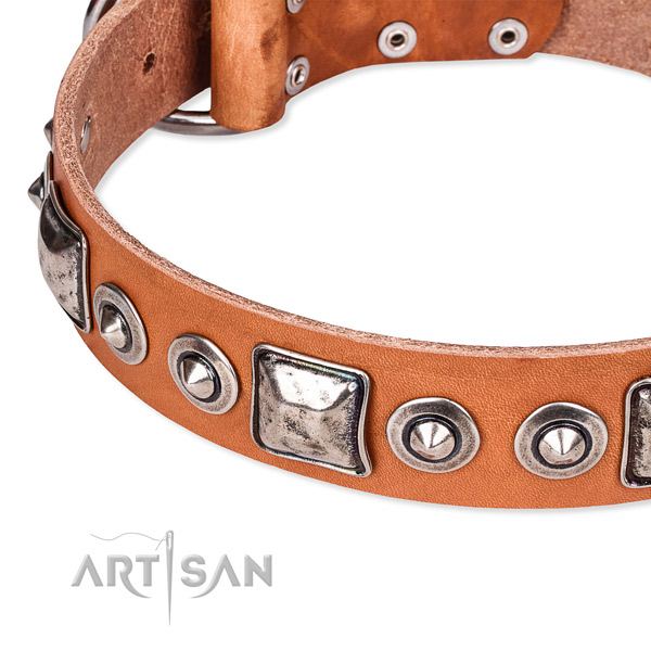 Durable full grain genuine leather dog collar handmade for your attractive dog