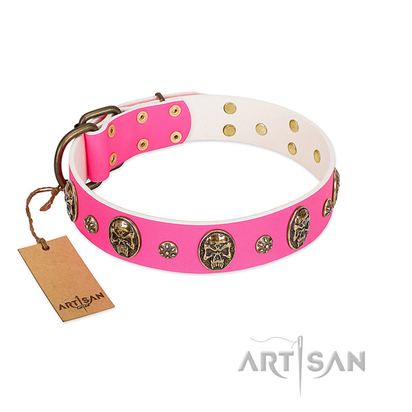 Inimitable full grain leather dog collar for fancy walking