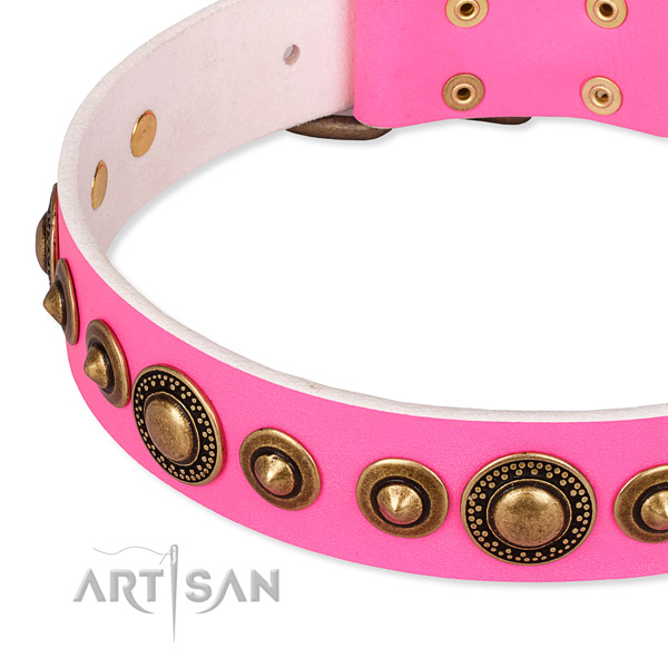 Reliable full grain natural leather dog collar made for your attractive pet