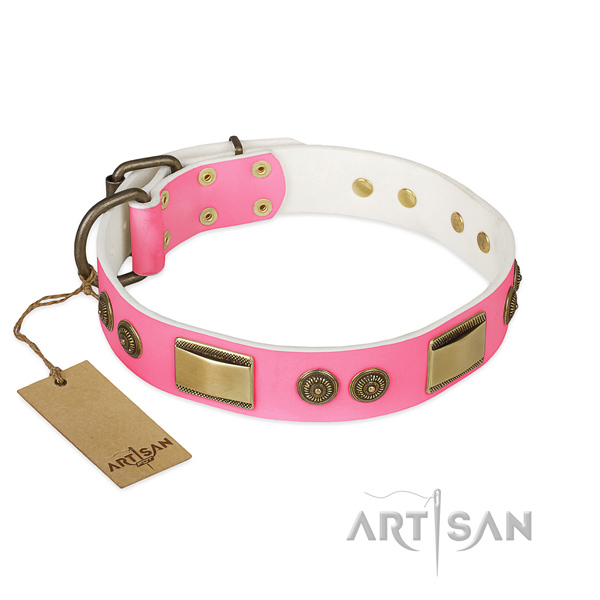 Exquisite full grain leather dog collar for daily use