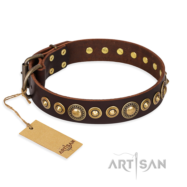 Quality natural genuine leather collar handmade for your pet